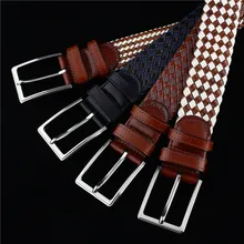 Simple Pin Buckle Elastic Stretch Fabric Belts Hot Sale 40% Leather 60% Cotton Cross Knitted Male Strap Belts Blue 
Simple Pin Buckle Elastic Stretch Fabric Belts Hot Sale 40% Leather 60% Cotton Cross Knitted Male Strap Belts Blue