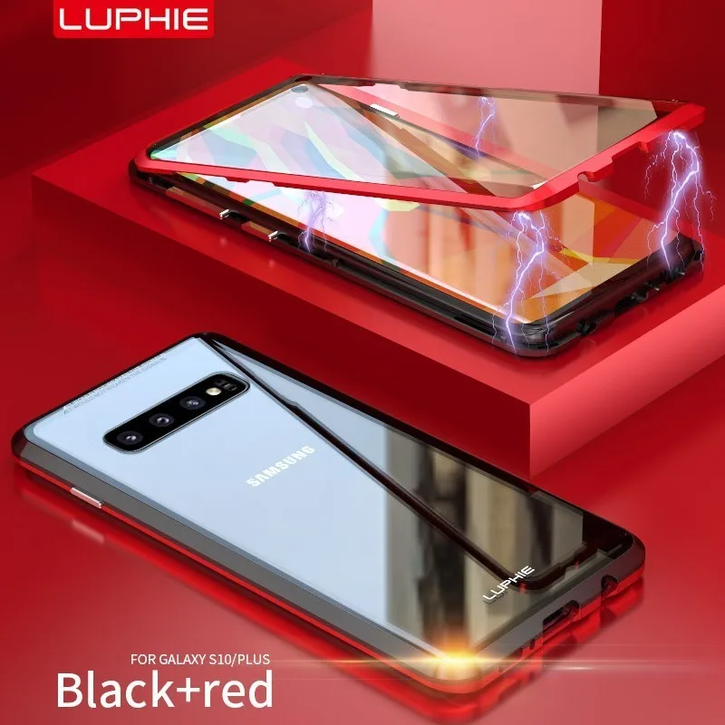Luphie анти открытый магнитное закаленное стекло чехол для Samsung Galaxy S10 Plus Coque