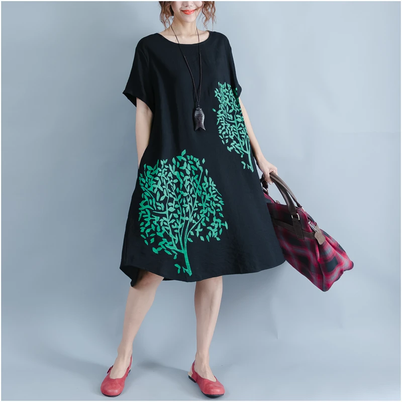 Johnature 2019 Summer Solid Color Print Loose Casual Dress Women New Simple Short Sleeve O-neck Korean Female Dresses Black
Johnature 2019 Summer Solid Color Print Loose Casual Dress Women New Simple Short Sleeve O-neck Korean Female Dresses Black