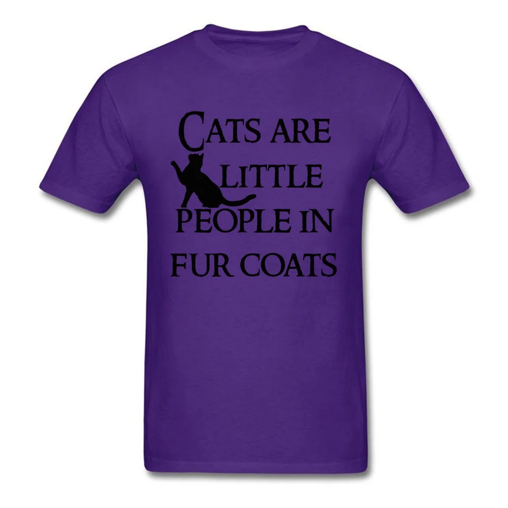 Cats are little people Men Graphic Design Tops & Tees O-Neck April FOOL DAY Pure Cotton T-shirts Customized Short Sleeve Tees Cats are little people purple