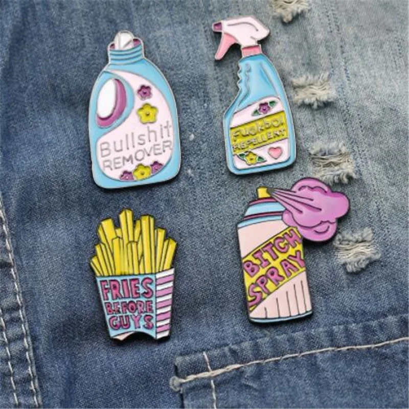 

WKOUD Creative pin Fresh Boy Tears Fries Before Guys Bitch Spray Pins Enamel lapel pins Badges Brooch Gift for women Cute pins