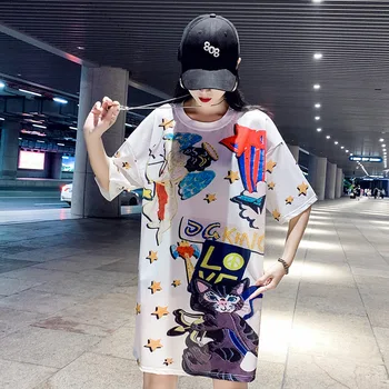 Quick-drying Mesh Ice Silk Cotton Woman T-shirt Short Sleeved Summer Top Woman Cartoon Long Student T-shirt 2019
Quick-drying Mesh Ice Silk Cotton Woman T-shirt Short Sleeved Summer Top Woman Cartoon Long Student T-shirt 2019