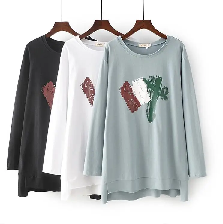 Women plus size pullover shirts 2019 spring autumn solid print high low side slit shirt woman tops black long sleeve T Shirts
Women plus size pullover shirts 2019 spring autumn solid print high low side slit shirt woman tops black long sleeve T Shirts
