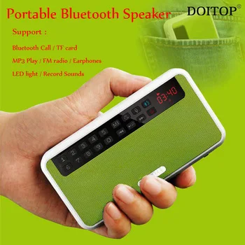 DOITOP Mini Wireless Bluetooth Stereo Loud Speaker MP3 Player Spokesman Support Call+TF card+MP3+FM radio+Time+LED+Record Sound