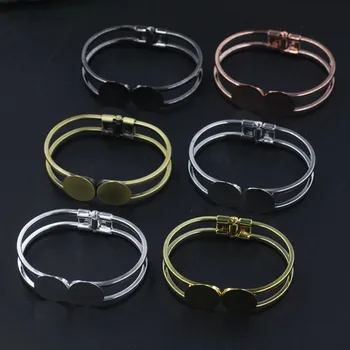 5 PCS Fit 18mm Round Cabochon Bangle Setting 6 Colors Plated Two Columns Settings Columns Flat Pad Bangle Base Blank Setting
5 PCS Fit 18mm Round Cabochon Bangle Setting 6 Colors Plated Two Columns Settings Columns Flat Pad Bangle Base Blank Setting