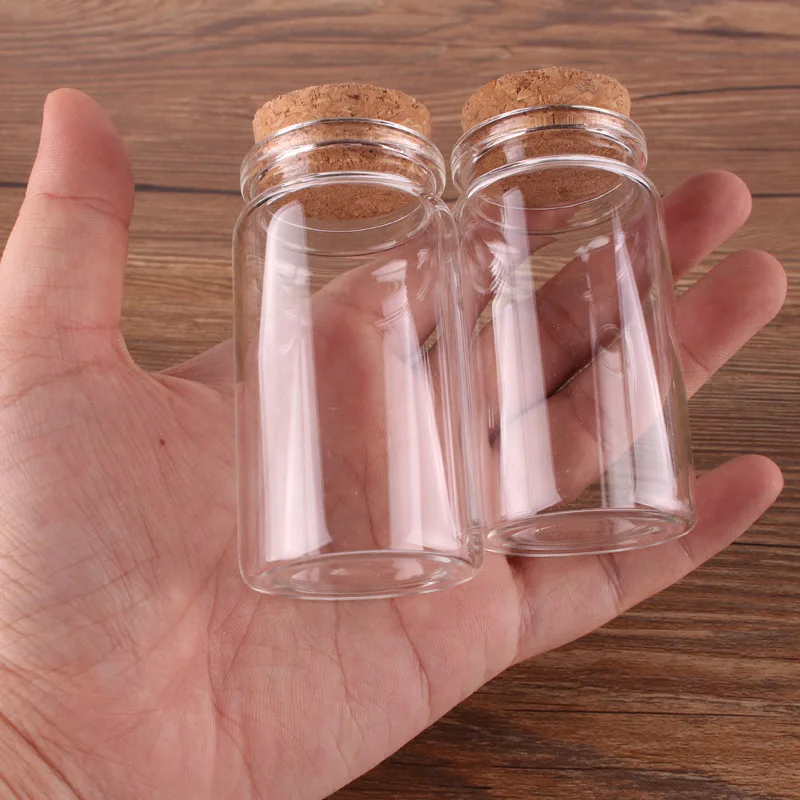 

24pcs 37*70*27mm 50ml Mini Glass Wishing Bottles Tiny Jars Vials With Cork Stopper wedding gift