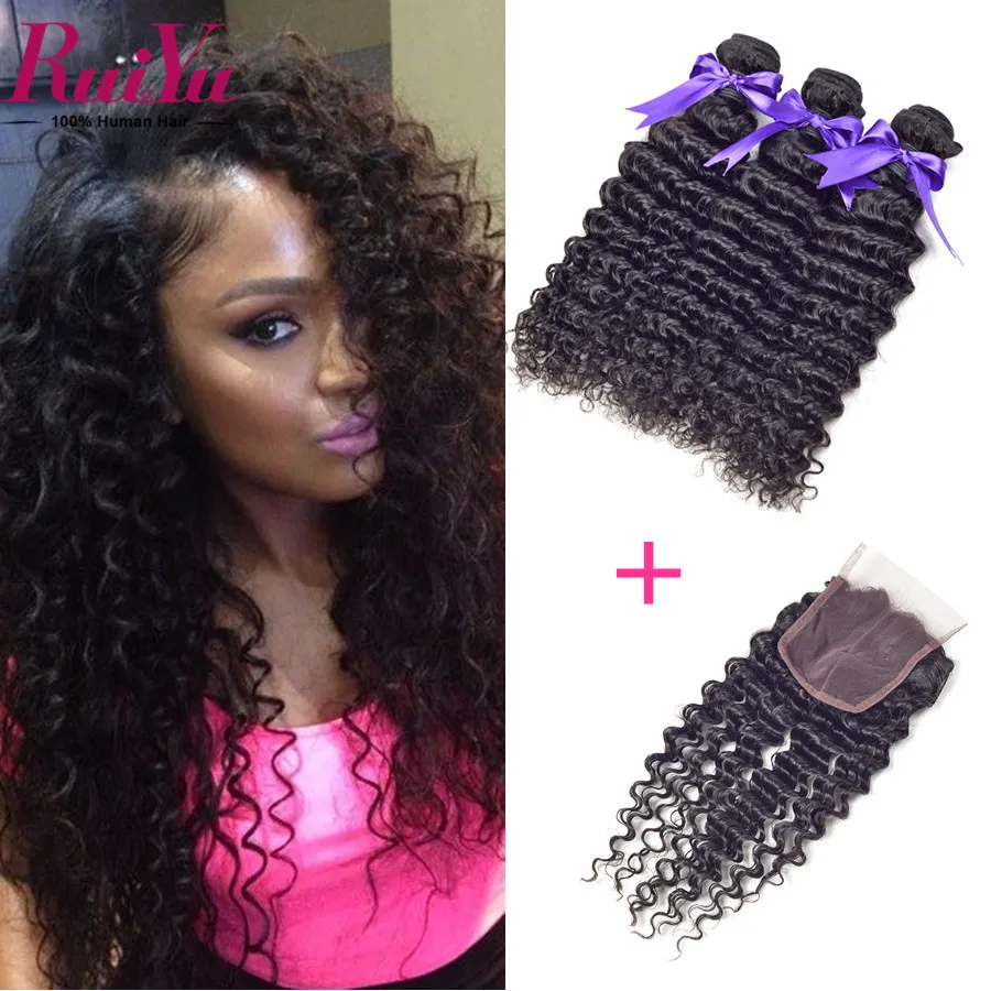 altMalaysian Curly Hair With Closure 3 Bundles Malaysian Deep Wave Curly Malaysian Virgin Hair With Closure Curly Weave Human Hair