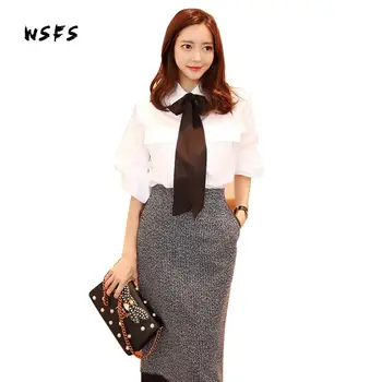 Wsfs 2 Pieces Autumn White Shirt Dress For Women Office Bow Long Sleeve Bandage Sexy Party Plaid Pencil Midi Dresses Vestidos 
Wsfs 2 Pieces Autumn White Shirt Dress For Women Office Bow Long Sleeve Bandage Sexy Party Plaid Pencil Midi Dresses Vestidos