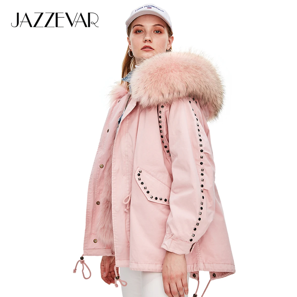 JAZZEVAR 2019 New Winter High Fashion Street Womens Real Fur Military Parka Oversized Hooded Coat Rivet Jacket Loose Clothing
JAZZEVAR 2019 New Winter High Fashion Street Womens Real Fur Military Parka Oversized Hooded Coat Rivet Jacket Loose Clothing