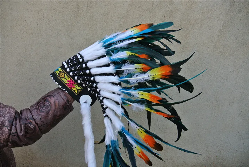 21inch turquoise Chief Indian feather Headdress Native American War Bonnet hand made indian costume
21inch turquoise Chief Indian feather Headdress Native American War Bonnet hand made indian costume