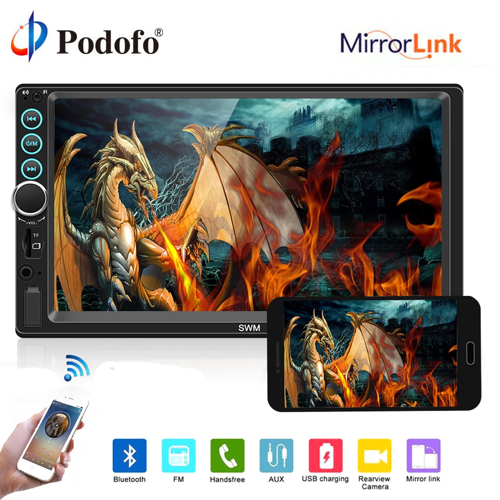 Podofo Car Radio 2 din 7" Multimedia Player Bluetooth FM MP5 Touch Screen Video Player Audio Stereo Rear View Camera Mirror Link
Podofo Car Radio 2 din 7" Multimedia Player Bluetooth FM MP5 Touch Screen Video Player Audio Stereo Rear View Camera Mirror Link