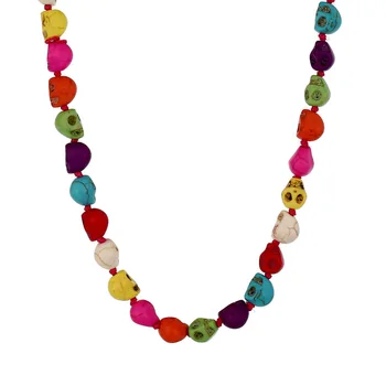 Colorful Skull Stones Beaded Necklace Handmade Devil's Head Accessories Sweater Chain Wholesale Skeleton Blue Stone Torques 2019
Colorful Skull Stones Beaded Necklace Handmade Devil's Head Accessories Sweater Chain Wholesale Skeleton Blue Stone Torques 2019