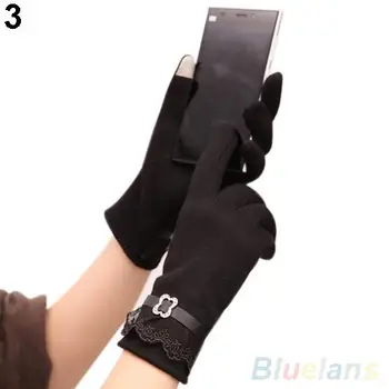 Winter Women Ladies Touch Screen Warm Lace Gloves Mittens for Cell Phone iPad