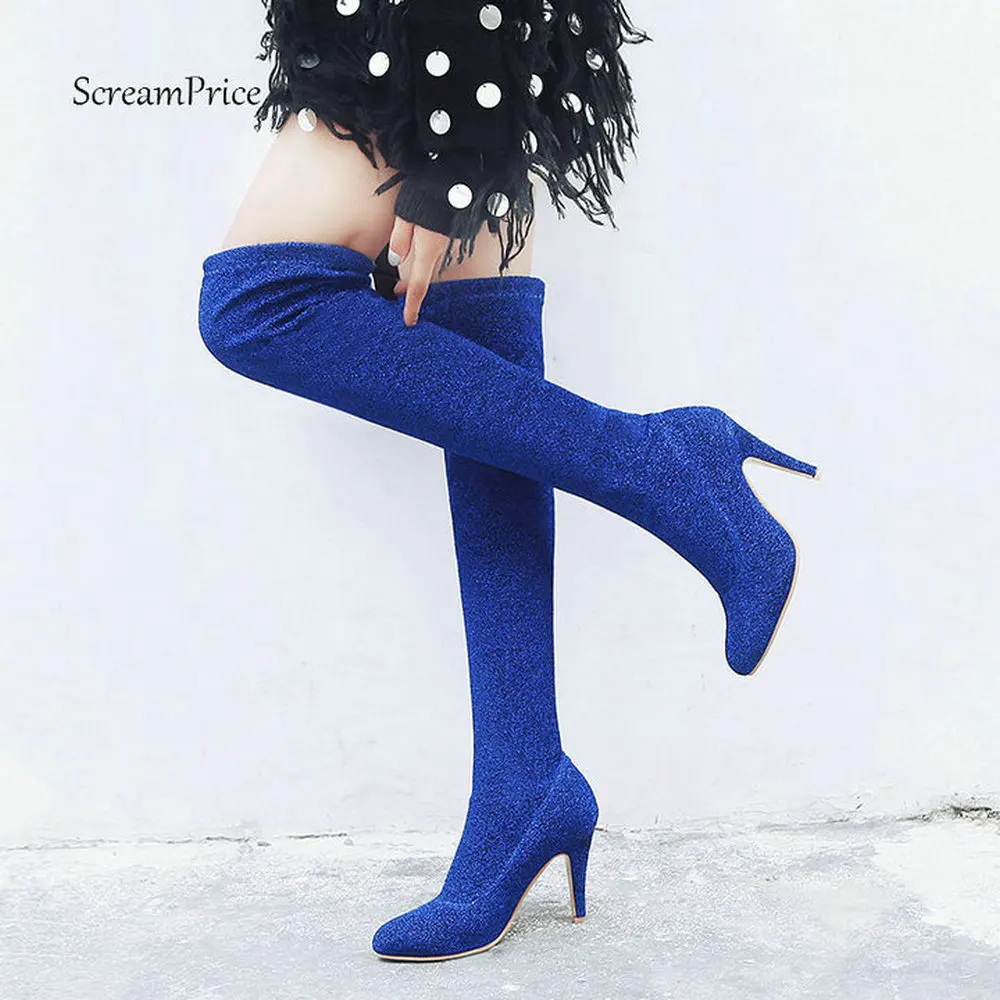 Fashion Shining Over the Knee Boots Women Sexy Thin High Heel Thigh Boots Pinted Toe Autumn Winter Woman Shoes Plus Size 2018
Fashion Shining Over the Knee Boots Women Sexy Thin High Heel Thigh Boots Pinted Toe Autumn Winter Woman Shoes Plus Size 2018