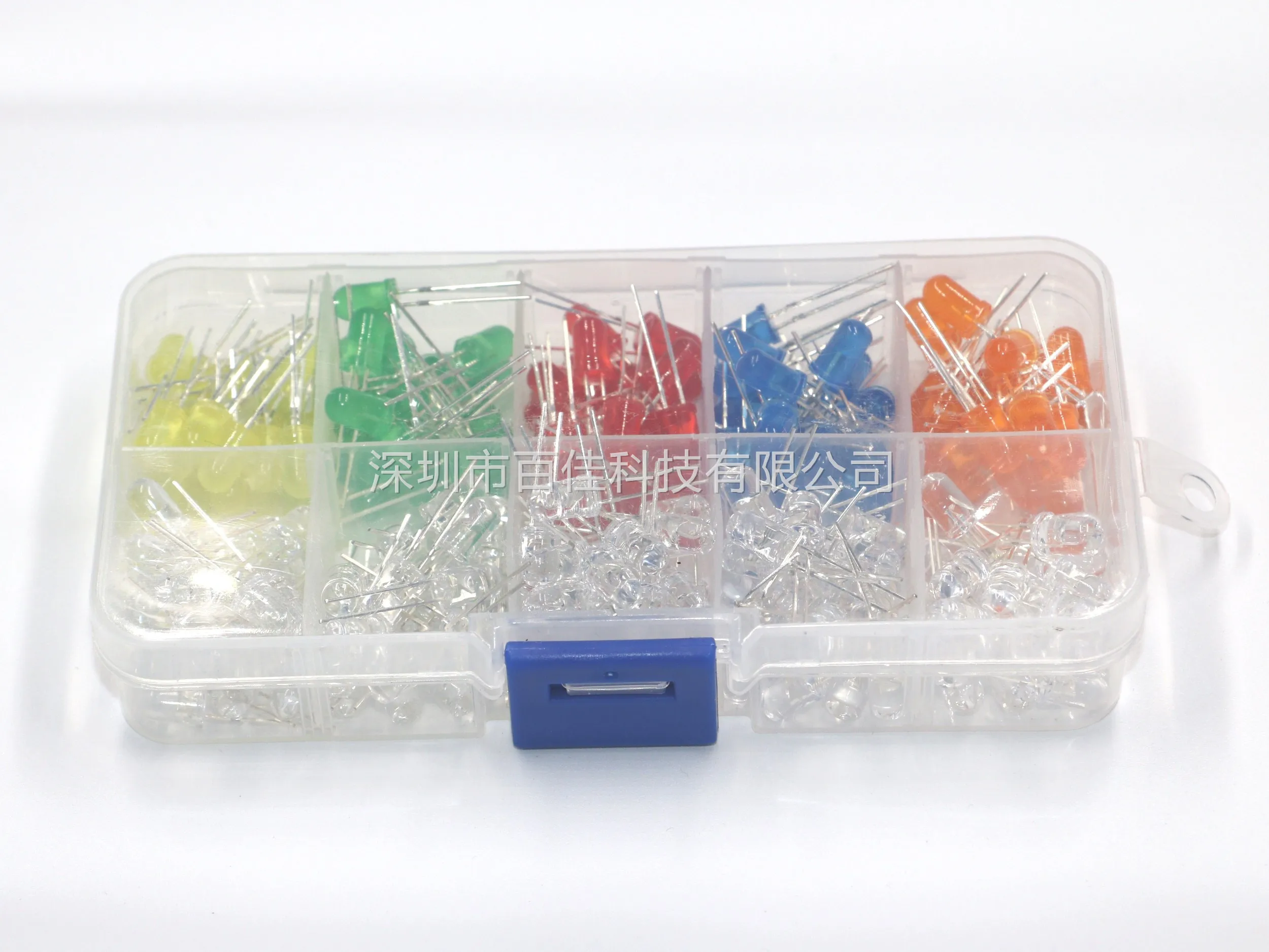 5mm red green yellow orange blue transparent LED round light emitting diode set, a total of 200pcs
5mm red green yellow orange blue transparent LED round light emitting diode set, a total of 200pcs