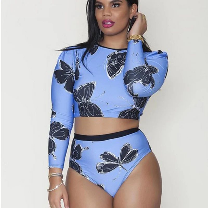 Plus Size Long Sleeve Butterfly Print Two Piece Set Women High Waist Bikini Swimsuit 2018 Sexy Brazilian Swimwear Large Size
Plus Size Long Sleeve Butterfly Print Two Piece Set Women High Waist Bikini Swimsuit 2018 Sexy Brazilian Swimwear Large Size
