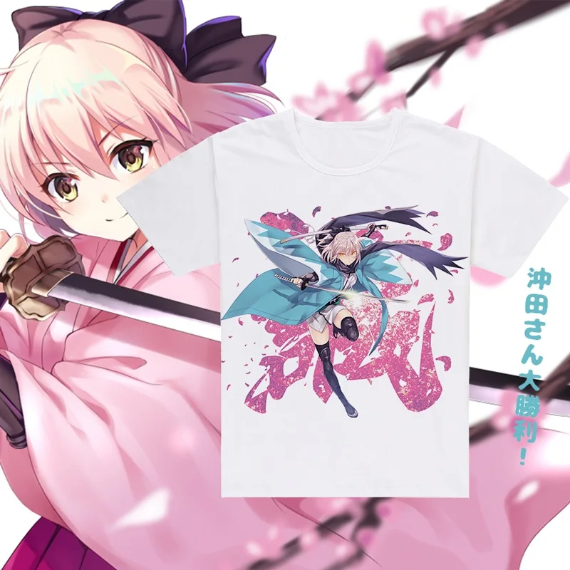 Unisex Anime Cos Fate GO Saber FGO Okita Souji Cotton Casual T-Shirt Tee T Shirt Top | Мужская одежда