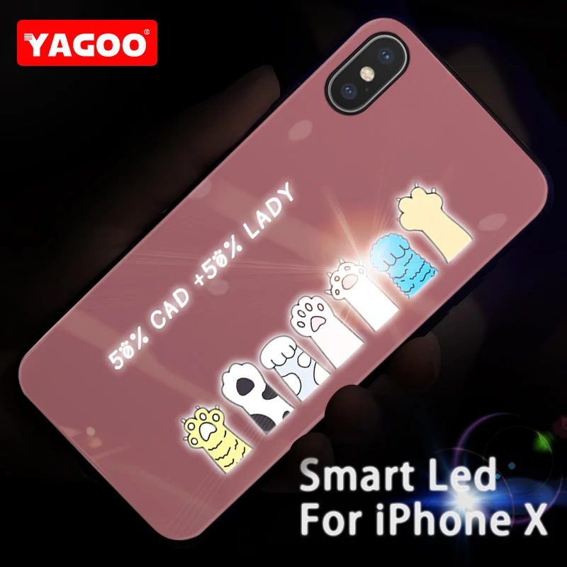 Yagoo Smart Led Glow Phone Case For iPhone X Cases Back Cover For Apple iPhoneX 5.8 inch Cute Funda Luxury Silicone Glass Capa
Yagoo Smart Led Glow Phone Case For iPhone X Cases Back Cover For Apple iPhoneX 5.8 inch Cute Funda Luxury Silicone Glass Capa