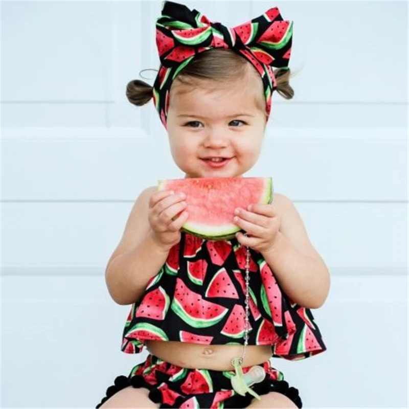 2018 Summer 3PCS Set Toddler Kids Baby Girl Clothes Watermelon Tank Top+Baby Bloomers Shorts Headband Outfits Children Set
2018 Summer 3PCS Set Toddler Kids Baby Girl Clothes Watermelon Tank Top+Baby Bloomers Shorts Headband Outfits Children Set