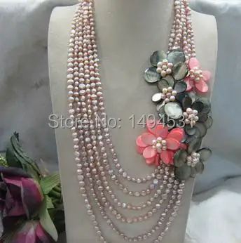 New Arriver Fashion Flower Jewelry Natural Pink Freshwater Baroque Pearl And Gray Shell Flower Wrap Necklace - Free Shipping
New Arriver Fashion Flower Jewelry Natural Pink Freshwater Baroque Pearl And Gray Shell Flower Wrap Necklace - Free Shipping