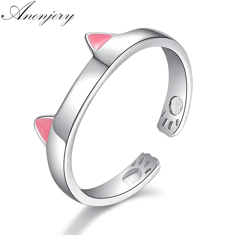 Anenjery Personality 925 Sterling Silver Opening Ring Cute Pet Cat Ear Paw Animal Rings For Women Girl Gift S-R365
Anenjery Personality 925 Sterling Silver Opening Ring Cute Pet Cat Ear Paw Animal Rings For Women Girl Gift S-R365