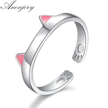 Anenjery Personality 925 Sterling Silver Opening Ring Cute Pet Cat Ear Paw Animal Rings For Women Girl Gift S-R365
Anenjery Personality 925 Sterling Silver Opening Ring Cute Pet Cat Ear Paw Animal Rings For Women Girl Gift S-R365