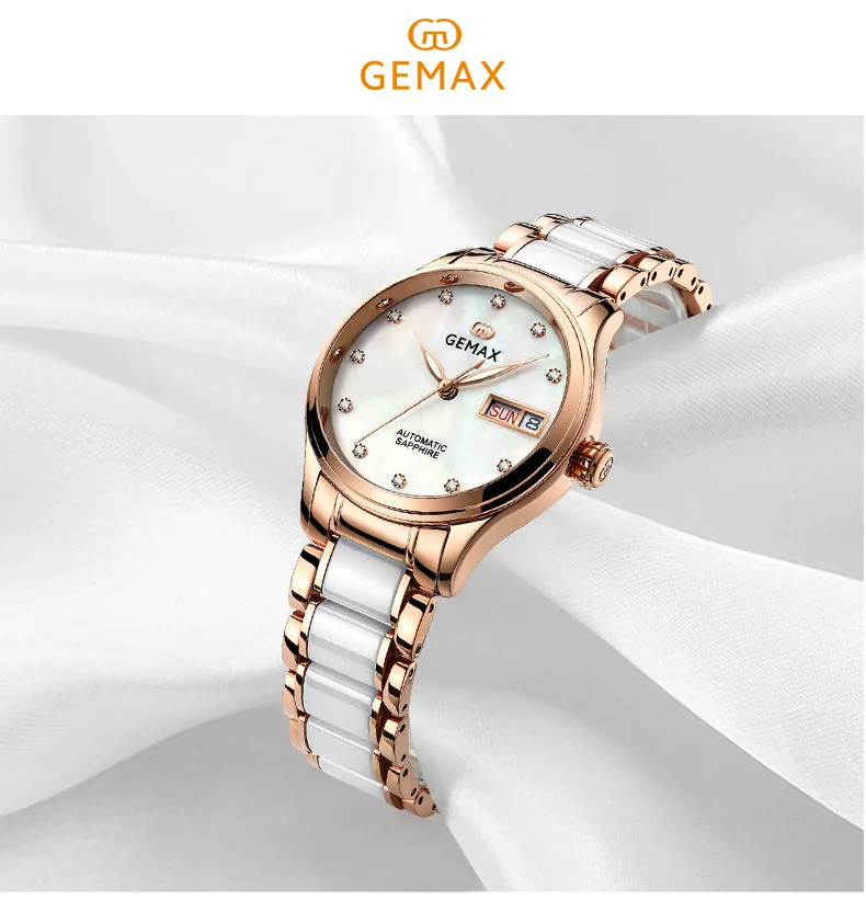 GEMAX Women Watches Waterproof Automatic Mechanical Watch Ladies Fashion Top Brand Diamond Calendar Ceramic Sapphire MIYOTA 2017 (2)