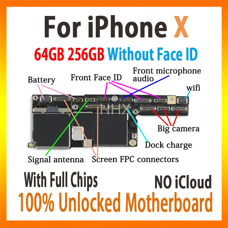 64GB 256GB motherboard for iphone X logic board unlocked mainboard for iPhone X without Face ID With Full Chips IOS MB
64GB 256GB motherboard for iphone X logic board unlocked mainboard for iPhone X without Face ID With Full Chips IOS MB