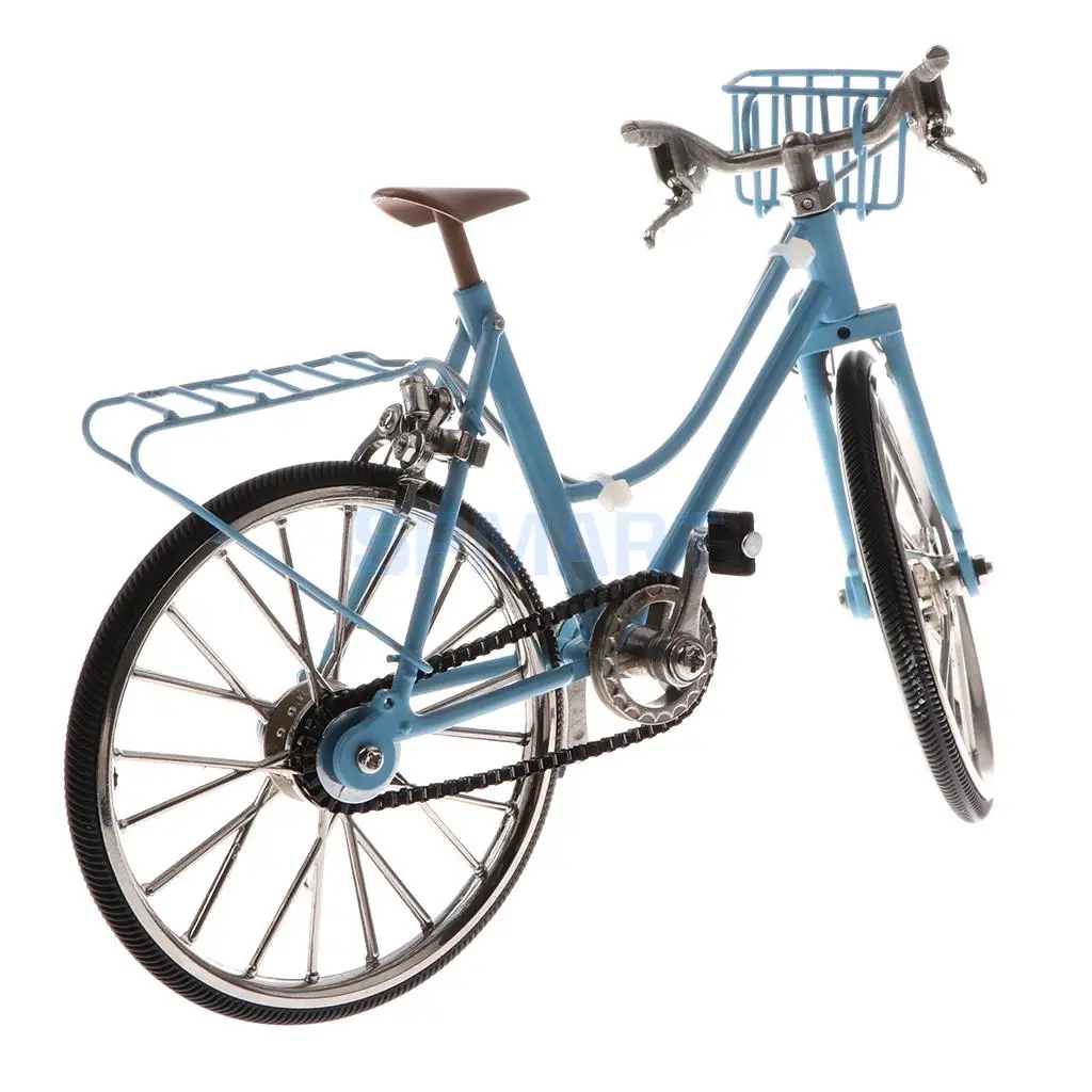 1:10 Scale Alloy Diecast Racing Bike w/Basket & Seat Model Replica Bicycle Cycling Toy Collection Blue