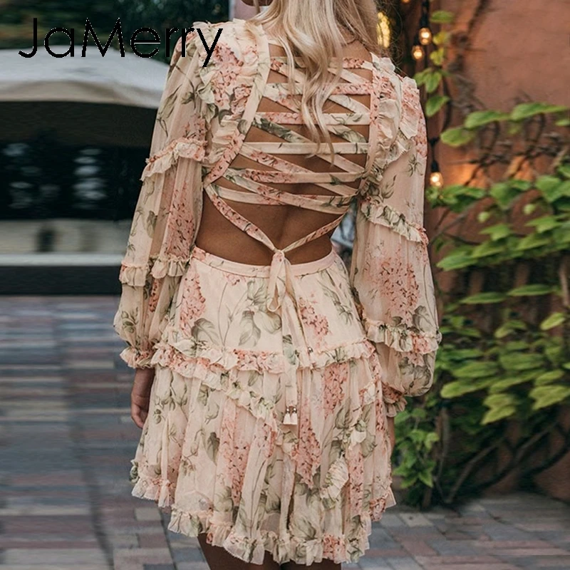 JaMerry Boho floral print bandage lace up chiffon dress women Summer hollow out beach dresses Fashion holiday short vestidos
JaMerry Boho floral print bandage lace up chiffon dress women Summer hollow out beach dresses Fashion holiday short vestidos