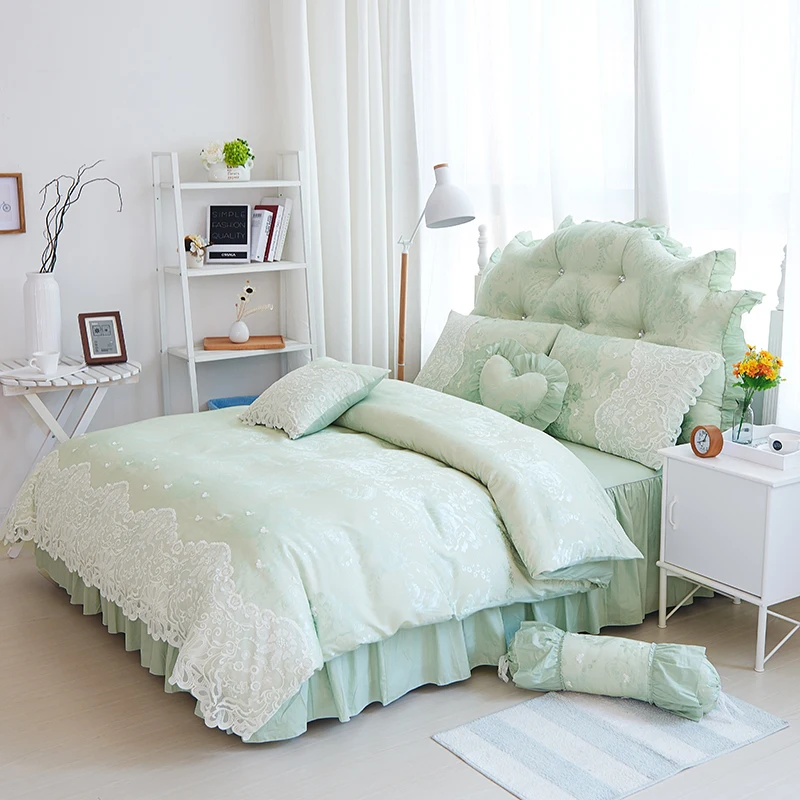 2019 White green princess style 100% Cotton lace jacquard luxury wedding Bedding Set Duvet Cover Bed Linen Bed skirt Pillowcases
2019 White green princess style 100% Cotton lace jacquard luxury wedding Bedding Set Duvet Cover Bed Linen Bed skirt Pillowcases