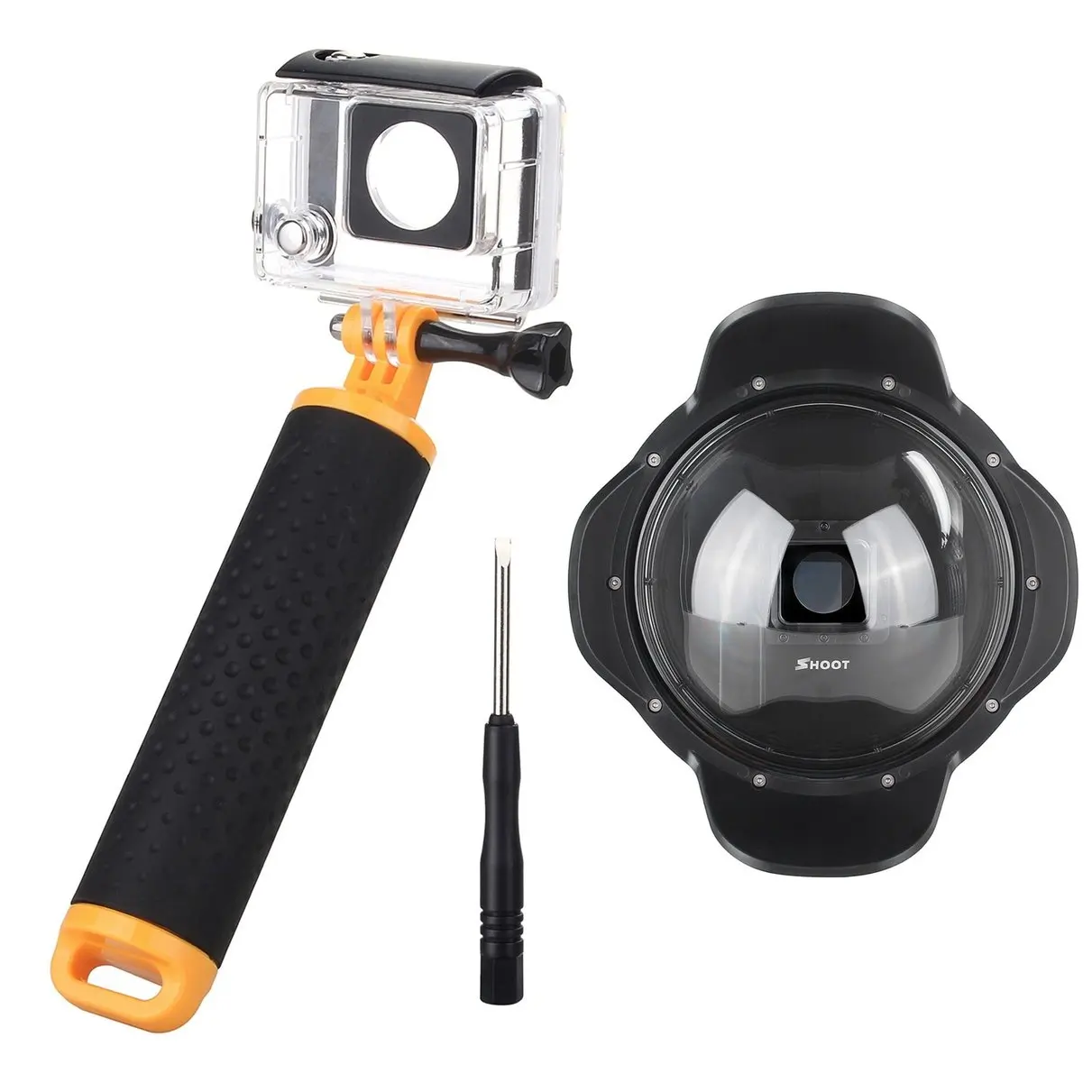 Shoot 6'' Diving Underwater Photography for Gopro Dome Port Cover with Floaty Handle with Lens Hood for GoPro Hero 3+/4
Shoot 6'' Diving Underwater Photography for Gopro Dome Port Cover with Floaty Handle with Lens Hood for GoPro Hero 3+/4