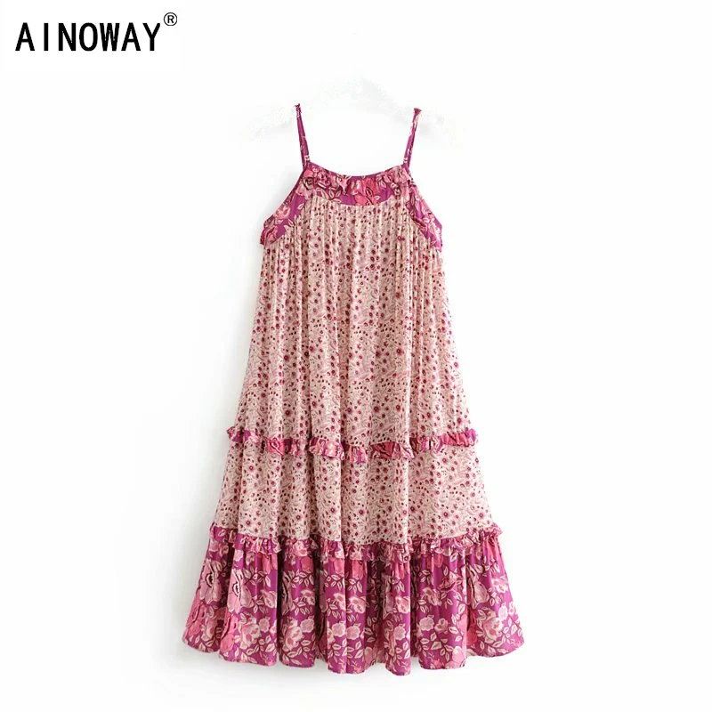 Vintage Chic Women pink floral print sleeveless beach long Bohemian strap dresses Ladies Summer rayon Boho maxi dress vestidos
Vintage Chic Women pink floral print sleeveless beach long Bohemian strap dresses Ladies Summer rayon Boho maxi dress vestidos