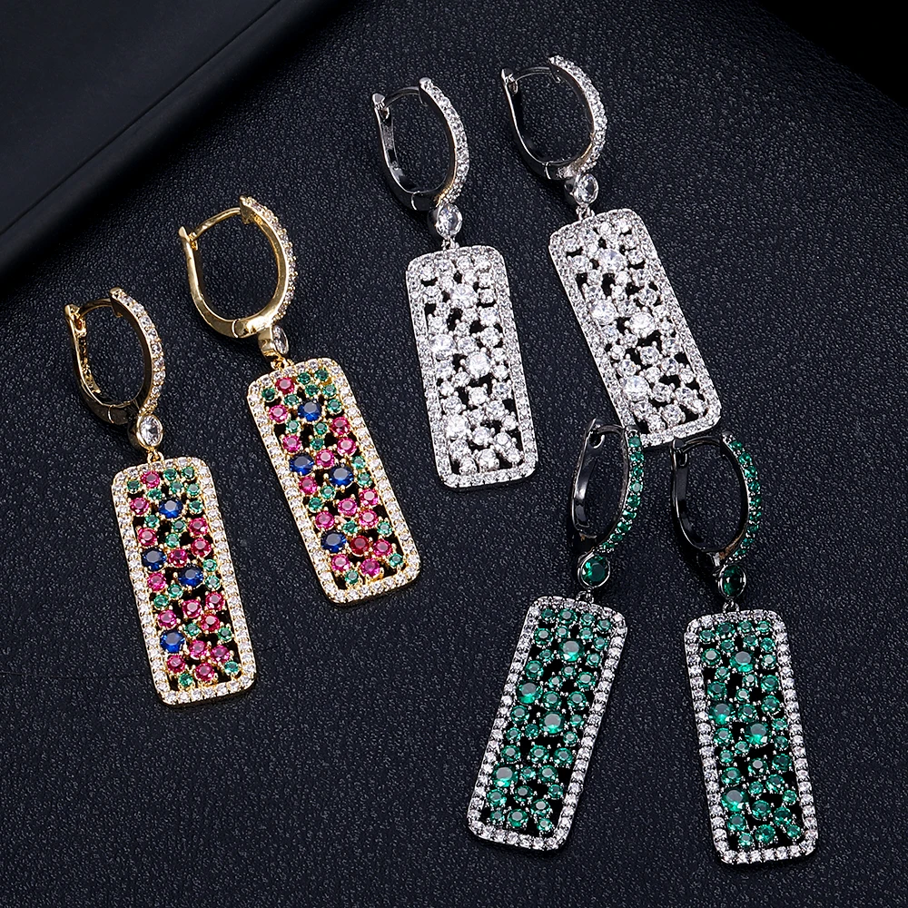 janeklly trendy Squa're drop dangle Earrings For Women Accessories Full Cubic Zirconia Earrings Jewelry pendientes mujer moda
janeklly trendy Squa're drop dangle Earrings For Women Accessories Full Cubic Zirconia Earrings Jewelry pendientes mujer moda