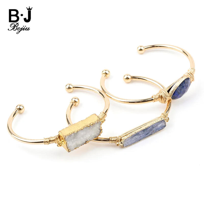 BOJIU Natural Stone Gold-color Open Cuff Bangles For Women Boho Wire Wrapped Rectangle Pear Armlet Female Bangle Best Gift BR038
BOJIU Natural Stone Gold-color Open Cuff Bangles For Women Boho Wire Wrapped Rectangle Pear Armlet Female Bangle Best Gift BR038