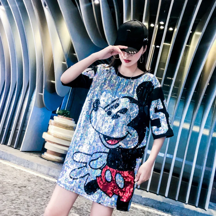 Limiguyue sequins T shirt hip hop bling mickey tees women streetwear style long T-shirt cartoon tops women summer Tshirt Y021
Limiguyue sequins T shirt hip hop bling mickey tees women streetwear style long T-shirt cartoon tops women summer Tshirt Y021