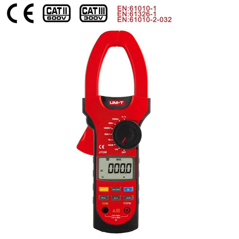 UNI T UT208 1000A True RMS Digital Clamp Meter 6600 Count AC DC Volt Amp multi meter Temperature Frequency Inrush current Tester
UNI T UT208 1000A True RMS Digital Clamp Meter 6600 Count AC DC Volt Amp multi meter Temperature Frequency Inrush current Tester