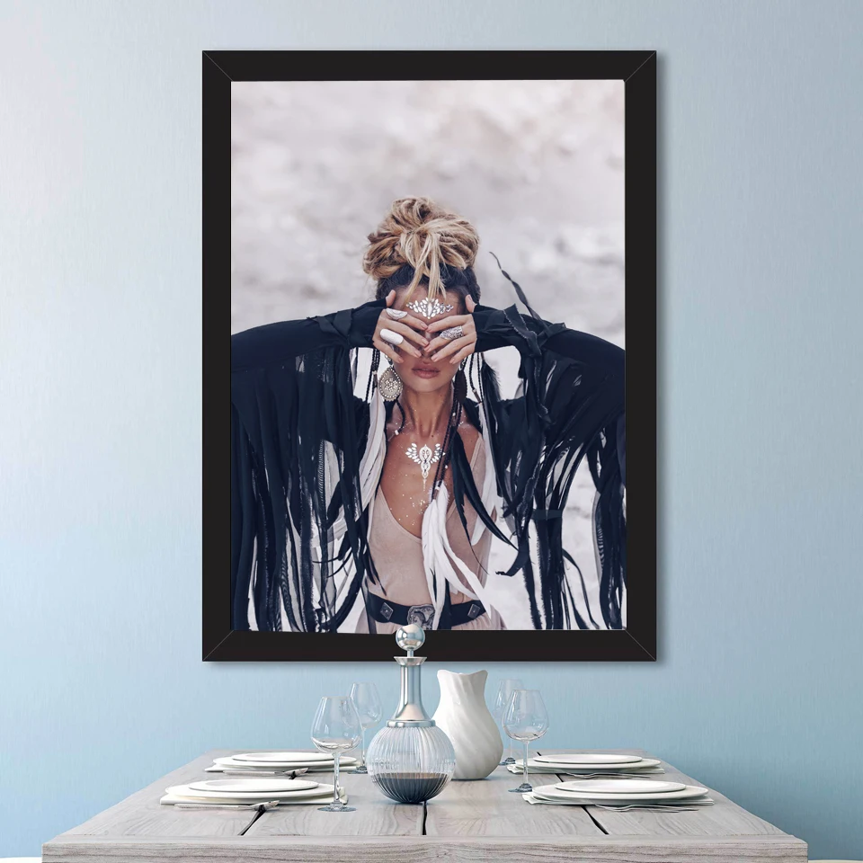 Portrait Canvas Painting Boho Girl American indians Feather Figure Painting Modern Wall Pictures For Living Room Home Decoration
Portrait Canvas Painting Boho Girl American indians Feather Figure Painting Modern Wall Pictures For Living Room Home Decoration