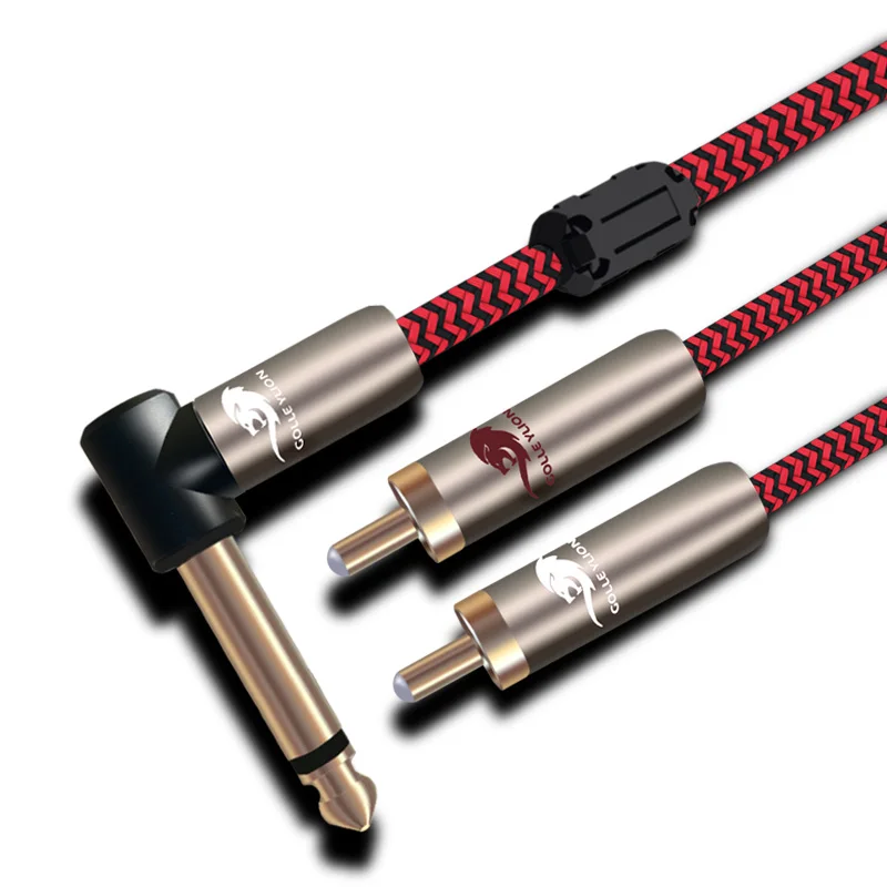 

Audiophile Audio Cable Angled MONO 1/4” 6.35mm to 2 RCA Guitar Electric Organ 1/4 TS Jack Splitter Cable 1M 1.5M 2M 3M 5M 8M