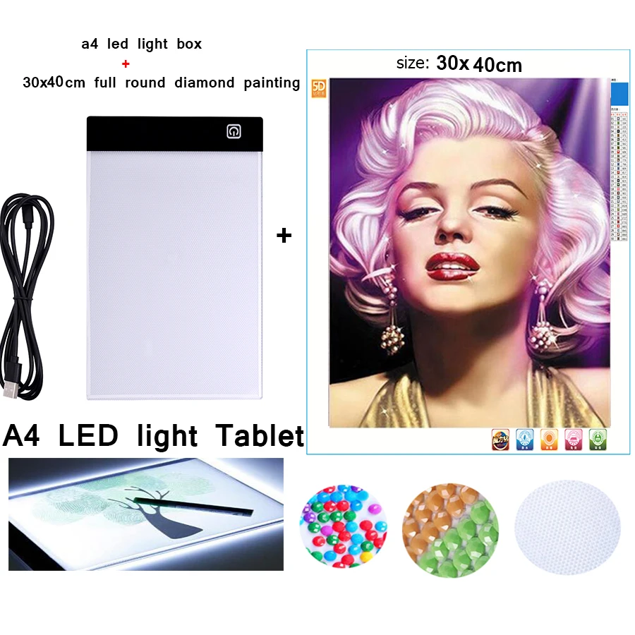 Dimmable Lightpad Diamond Painting Cross Stitch Tools A4 LED USB Light Pad Box for Drawing Diamond Embroidery marilyn monroe
Dimmable Lightpad Diamond Painting Cross Stitch Tools A4 LED USB Light Pad Box for Drawing Diamond Embroidery marilyn monroe