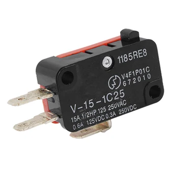 

5 pcs black and red plastic metal V-15-1C25 15A 1 / 2HP 125 / 250VAC 0.6A 125VDC 0.3A 250V DC micro-switch 3.9*1.9*1cm