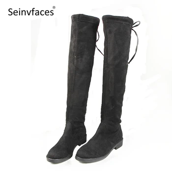 Women's Autumn Winter Short Plush Suede Leather Classical Black Lace-up Square Heels Over the Knee Long Boots Female Booties F48
Women's Autumn Winter Short Plush Suede Leather Classical Black Lace-up Square Heels Over the Knee Long Boots Female Booties F48