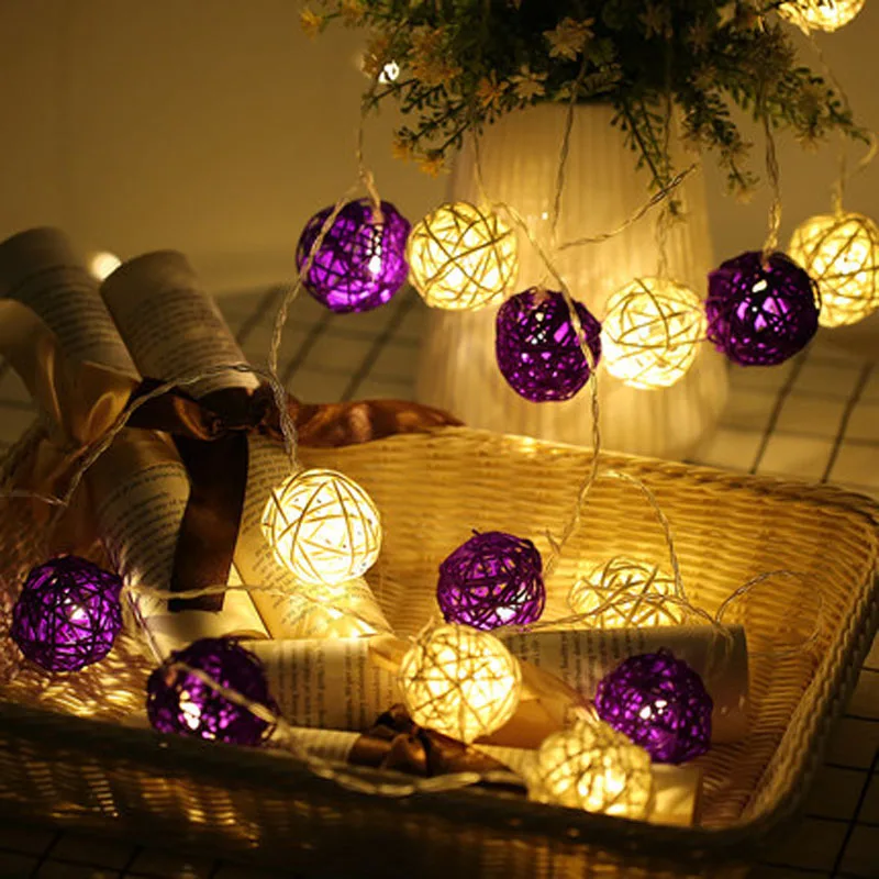 New 10/20/30 Leds White+Purple Rattan Balls LED String Light Outdoor Christmas Wedding Party Decoration Lights Battery Operated
New 10/20/30 Leds White+Purple Rattan Balls LED String Light Outdoor Christmas Wedding Party Decoration Lights Battery Operated