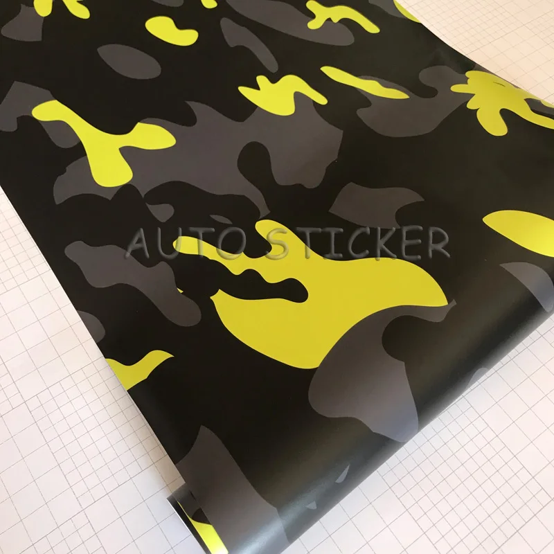 Yellow Black Gray snow camo vinyl car wraps 1