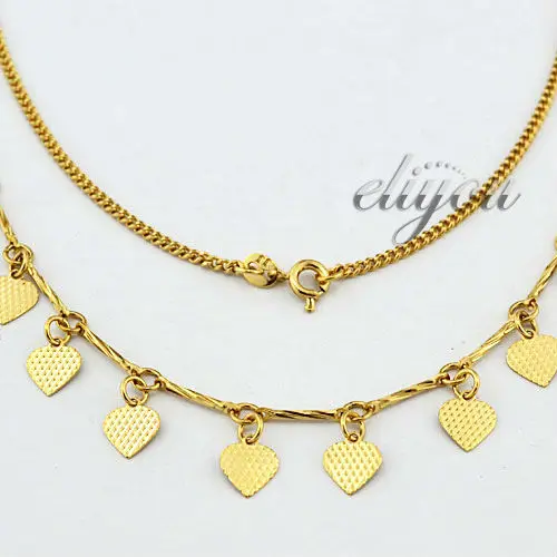 New 2mm Fashion Jewelry Women Girl 10 heart charms Curb Chain Yellow Gold Color Necklace Free Shipping Gold Jewellery DJN48
New 2mm Fashion Jewelry Women Girl 10 heart charms Curb Chain Yellow Gold Color Necklace Free Shipping Gold Jewellery DJN48