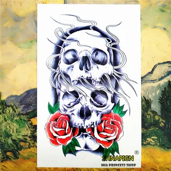 SHNAPIGN Double Skull Rose Temporary Tattoo Body Art Sleeve Arm Flash Tattoo Stickers 12*20cm painless Henna selfie stickers
SHNAPIGN Double Skull Rose Temporary Tattoo Body Art Sleeve Arm Flash Tattoo Stickers 12*20cm painless Henna selfie stickers