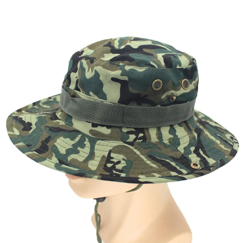 Adjustable Camouflage Outdoor Camping Climbing Cap 2018 Men Women Fishing Bucket Hat Boonie Hunting Cap Brim Military Army #FM28 (8)