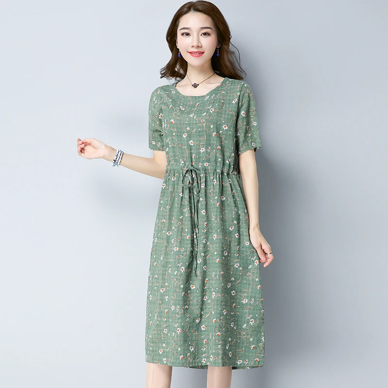 Fashion 2019 New Women Dresses Casual Cotton Linen Print Floral Loose Summer Dress Short Sleeve Waist Drawstring Vintage Dress
Fashion 2019 New Women Dresses Casual Cotton Linen Print Floral Loose Summer Dress Short Sleeve Waist Drawstring Vintage Dress