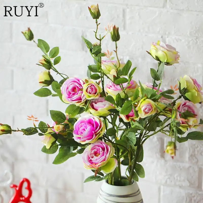 Vivid Colorful Silk Flower Big Size Floor Artificial Rose Wedding