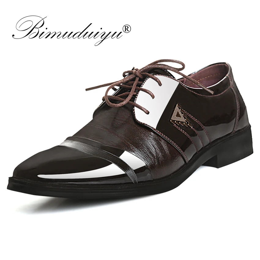 BIMUDUIYU Italian Fashion Mens Shoes Patent Leather Dress Shoes Pointed Oxfords Lace Up Designer Luxury Men Formal Shoes 38-47
BIMUDUIYU Italian Fashion Mens Shoes Patent Leather Dress Shoes Pointed Oxfords Lace Up Designer Luxury Men Formal Shoes 38-47